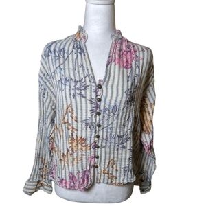 Anthropologie Pilcro  Tavi Top Women S Floral Ruffled Button Down Coquette